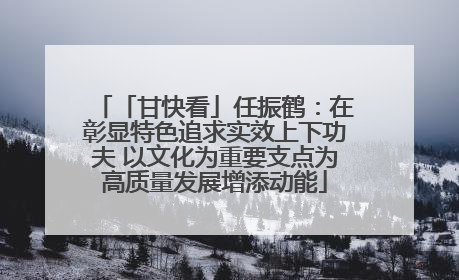 「甘快看」任振鹤：在彰显特色追求实效上下功夫 以文化为重要支点为高质量发展增添动能