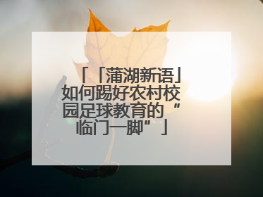 「蒲湖新语」如何踢好农村校园足球教育的“临门一脚”