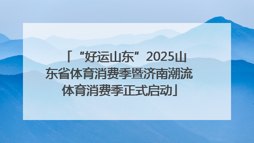 “好运山东”2025山东省体育消费季暨济南潮流体育消费季正式启动