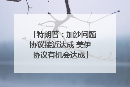 特朗普：加沙问题协议接近达成 美伊协议有机会达成