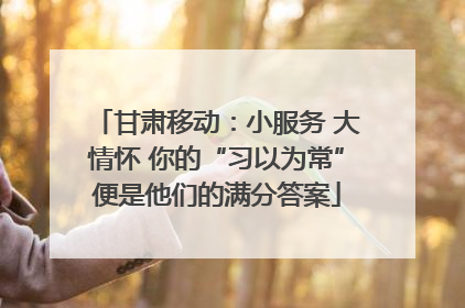 甘肃移动：小服务 大情怀 你的“习以为常”便是他们的满分答案