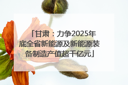 甘肃：力争2025年底全省新能源及新能源装备制造产值超千亿元