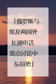 俄罗斯与埃及两国外长通电话 重点讨论中东局势