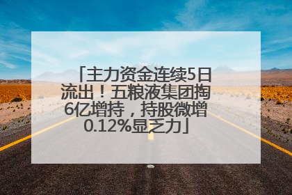 主力资金连续5日流出！五粮液集团掏6亿增持，持股微增0.12%显乏力
