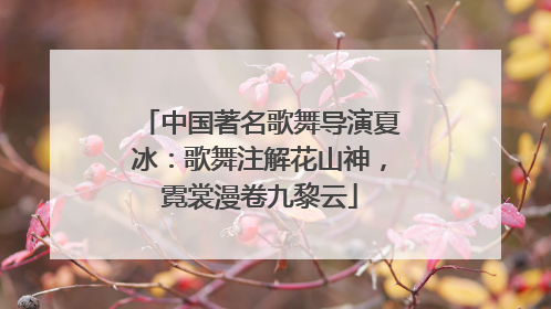 中国著名歌舞导演夏冰：歌舞注解花山神，霓裳漫卷九黎云