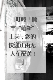 叮咚！顺丰“萌新”上岗，您的快递正由无人车配送！