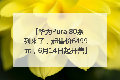 华为Pura 80系列来了，起售价6499元，6月14日起开售