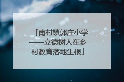 南村镇郭庄小学——立德树人在乡村教育落地生根