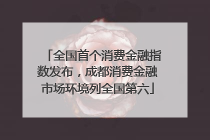 全国首个消费金融指数发布，成都消费金融市场环境列全国第六