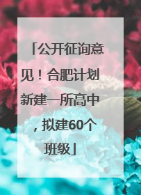 公开征询意见！合肥计划新建一所高中，拟建60个班级