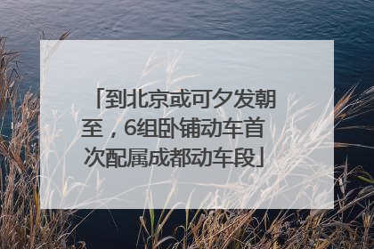 到北京或可夕发朝至，6组卧铺动车首次配属成都动车段