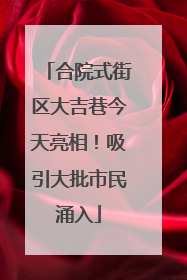 合院式街区大吉巷今天亮相！吸引大批市民涌入