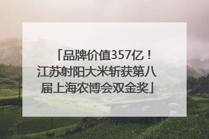 品牌价值357亿！江苏射阳大米斩获第八届上海农博会双金奖