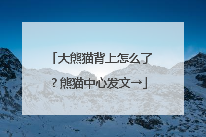 大熊猫背上怎么了？熊猫中心发文→