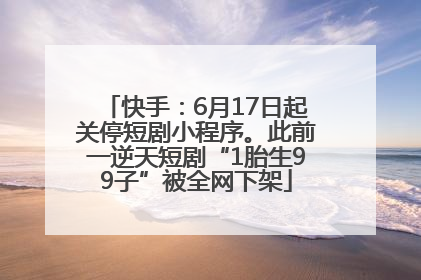 快手：6月17日起关停短剧小程序。此前一逆天短剧“1胎生99子”被全网下架