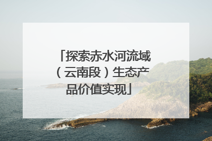 探索赤水河流域（云南段）生态产品价值实现