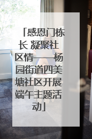 感恩门栋长 凝聚社区情——杨园街道四美塘社区开展端午主题活动
