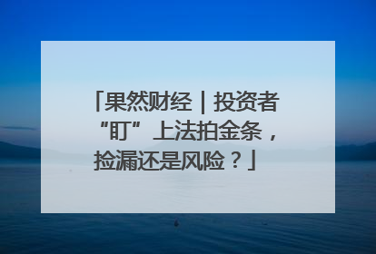 果然财经｜投资者“盯”上法拍金条，捡漏还是风险？