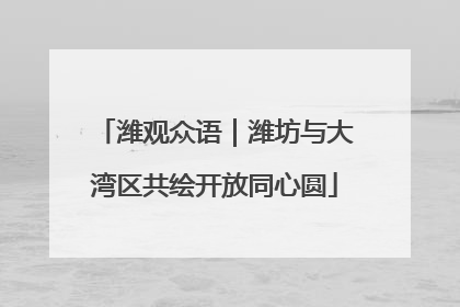 潍观众语｜潍坊与大湾区共绘开放同心圆