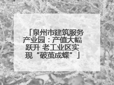 泉州市建筑服务产业园：产值大幅跃升 老工业区实现“破茧成蝶”