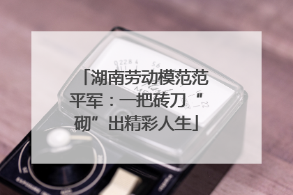湖南劳动模范范平军：一把砖刀“砌”出精彩人生
