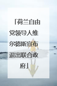 荷兰自由党领导人维尔德斯宣布退出联合政府