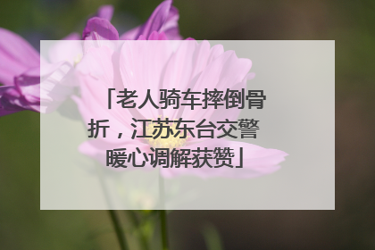 老人骑车摔倒骨折，江苏东台交警暖心调解获赞
