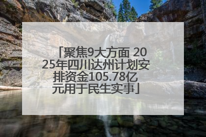 聚焦9大方面 2025年四川达州计划安排资金105.78亿元用于民生实事