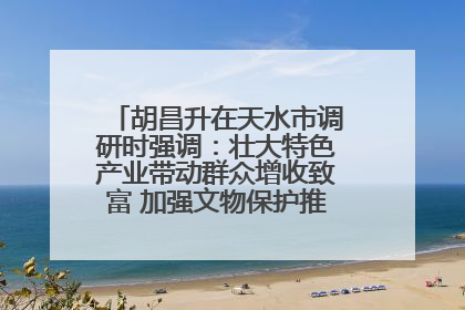 胡昌升在天水市调研时强调：壮大特色产业带动群众增收致富 加强文物保护推动文化创新发展