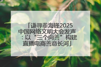 谦寻董海锋2025中国网络文明大会发声：以“三个向善”构建直播电商善意长河