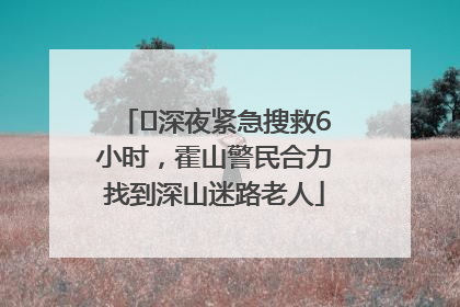 ﻿深夜紧急搜救6小时，霍山警民合力找到深山迷路老人