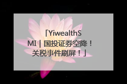 YiwealthSMI｜国投证券空降！关税事件刷屏！
